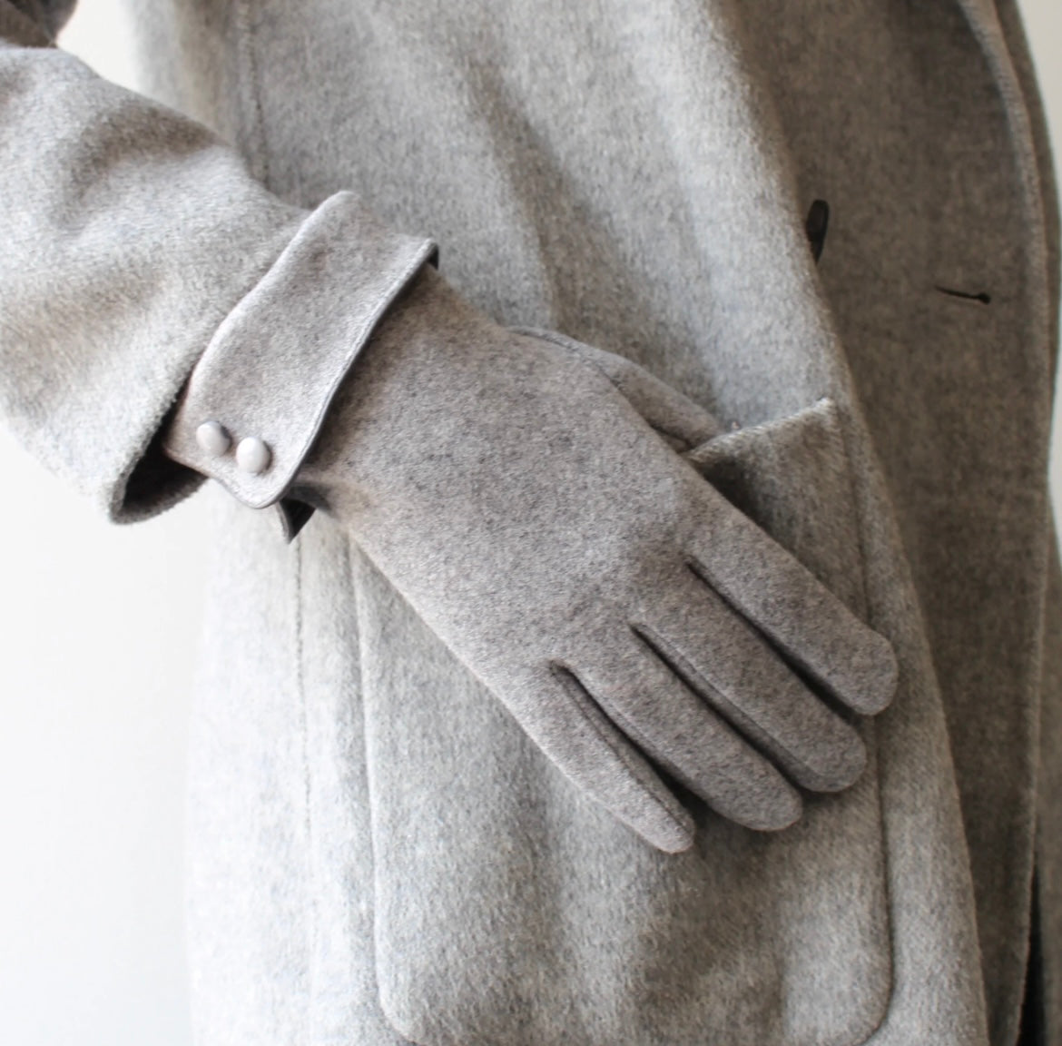 Grey Gloves with side buttons