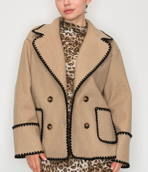 Story Caramel Stitched Jacket/Blazer