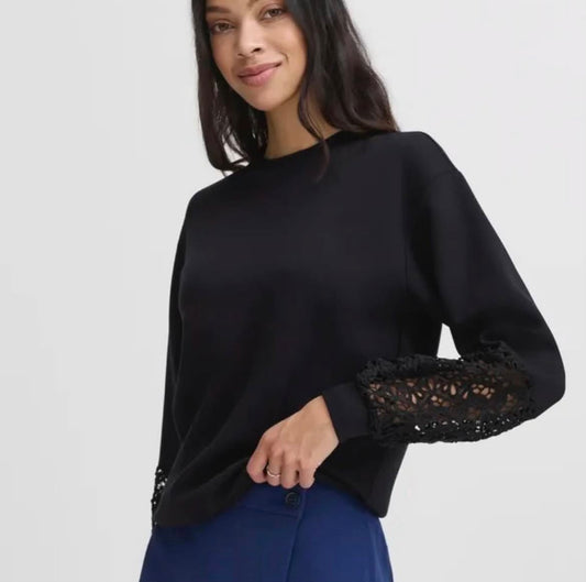 B Young Black Sweater with Detailed Sleeves