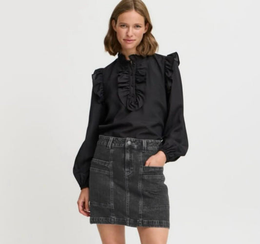 B Young Black Denim Skirt
