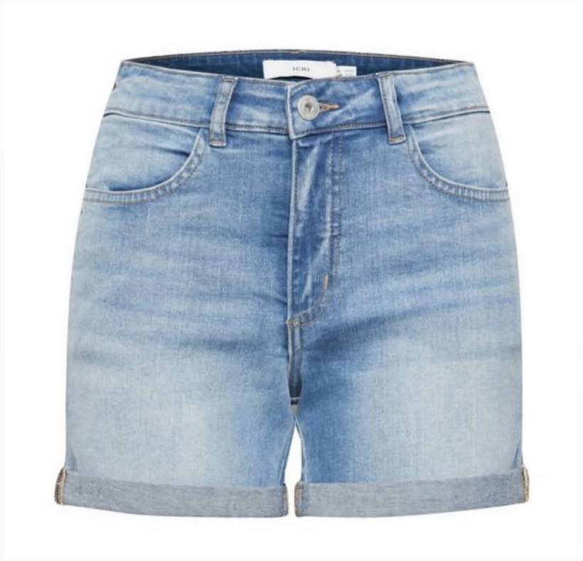 ICHI Light Denim Cuff Shorts