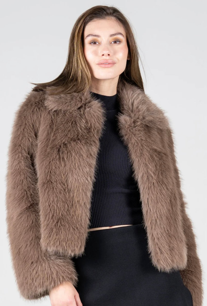 C’est Moi Brown Faux Fur Jacket
