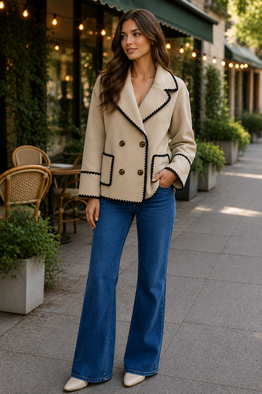 Story Caramel Stitched Jacket/Blazer