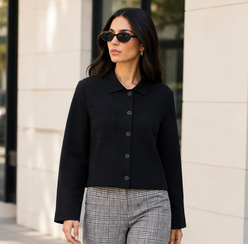 C’est Moi Black Buttoned Mid Length Cardigan