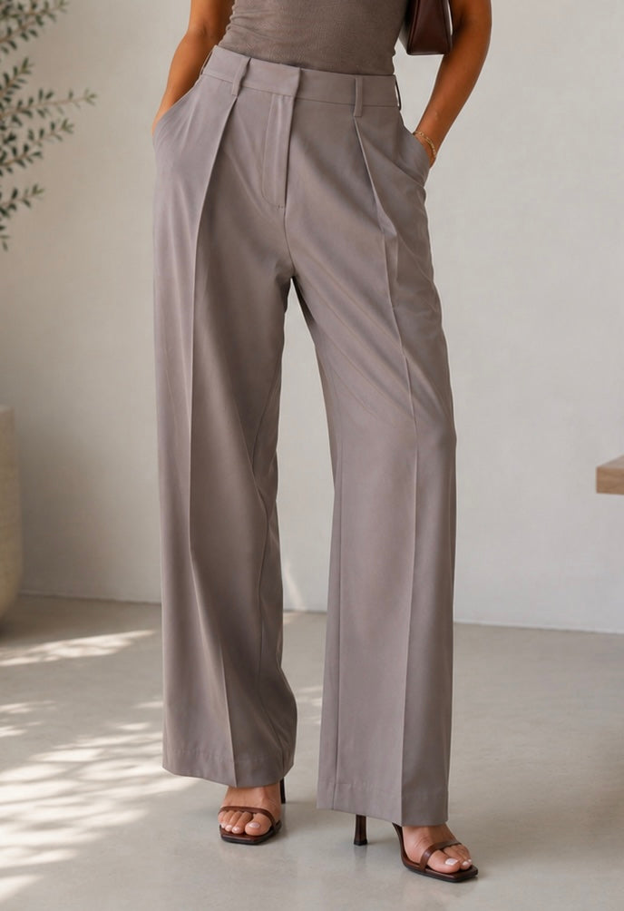 ICHI Fungi Wide Leg Pleated Pant