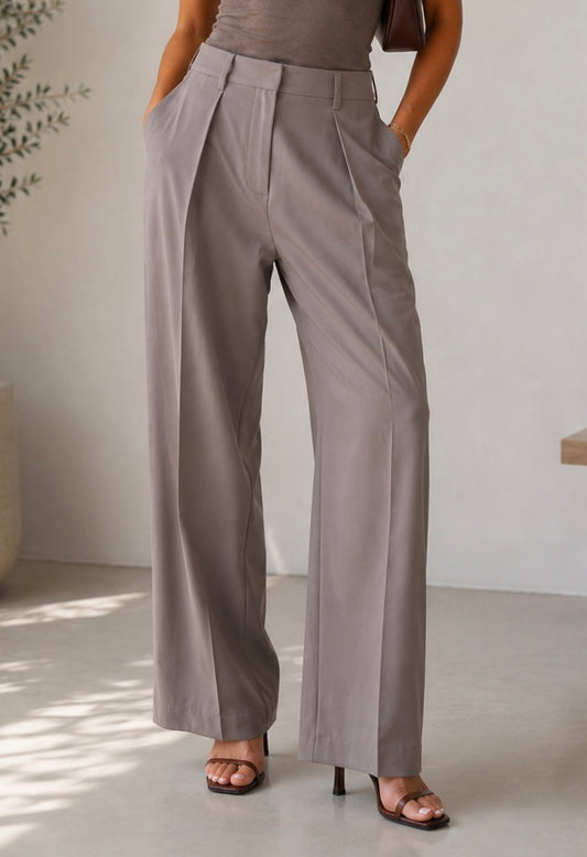 ICHI Fungi Wide Leg Pleated Pant