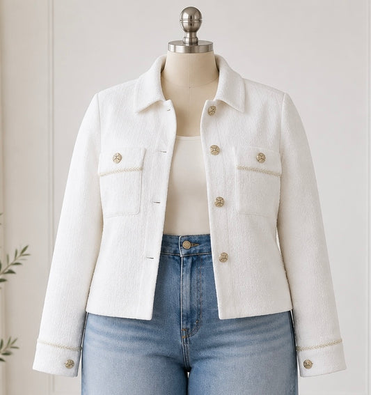 Dex Plus Pearl Gold Buttoned Blazer