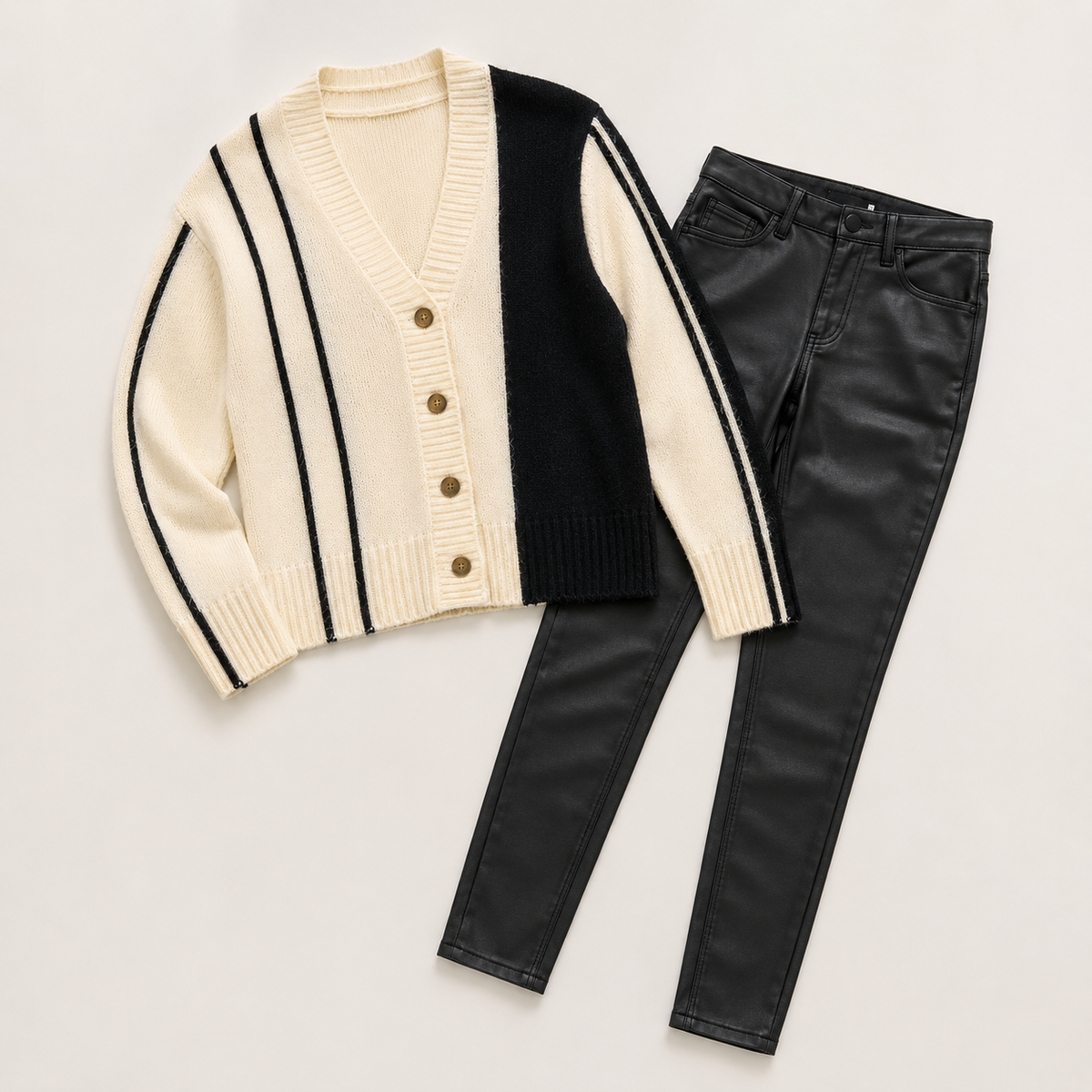 Kaffe Black Slim Fit Coated Pant