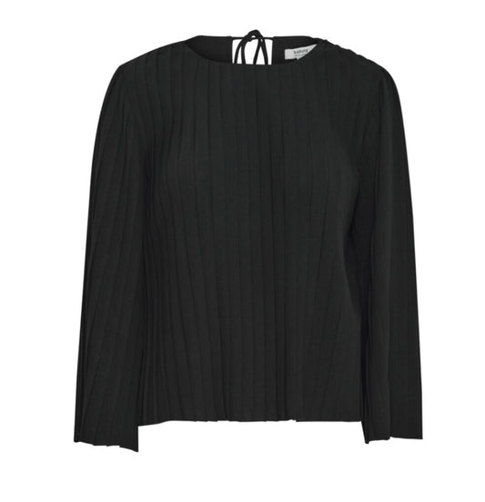 B young Black Pleated Tie Back Top