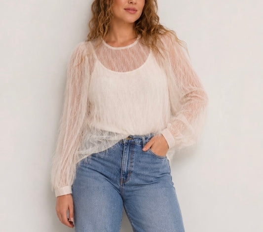 CREAM Ivory Sheer Blouse