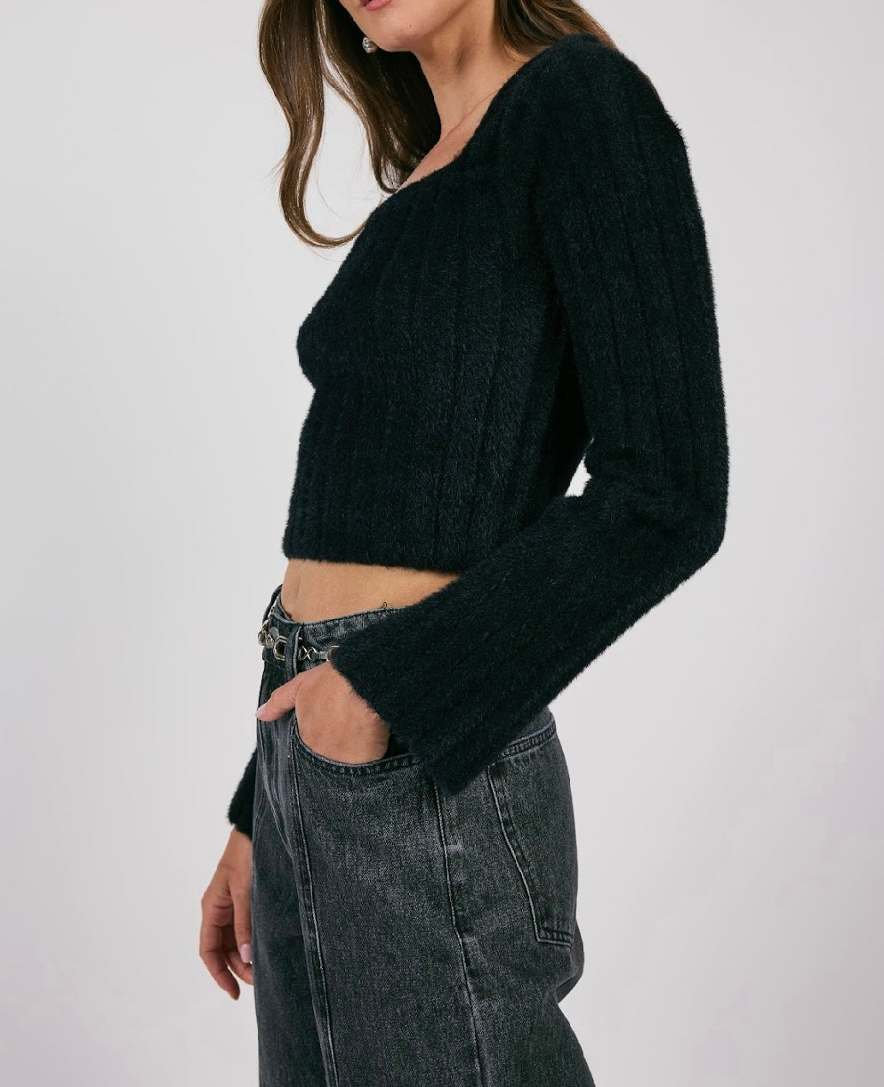Sage the Label Black Cropped Sweater