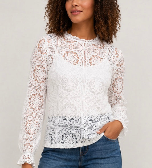 CREAM Off White Eyelet Blouse