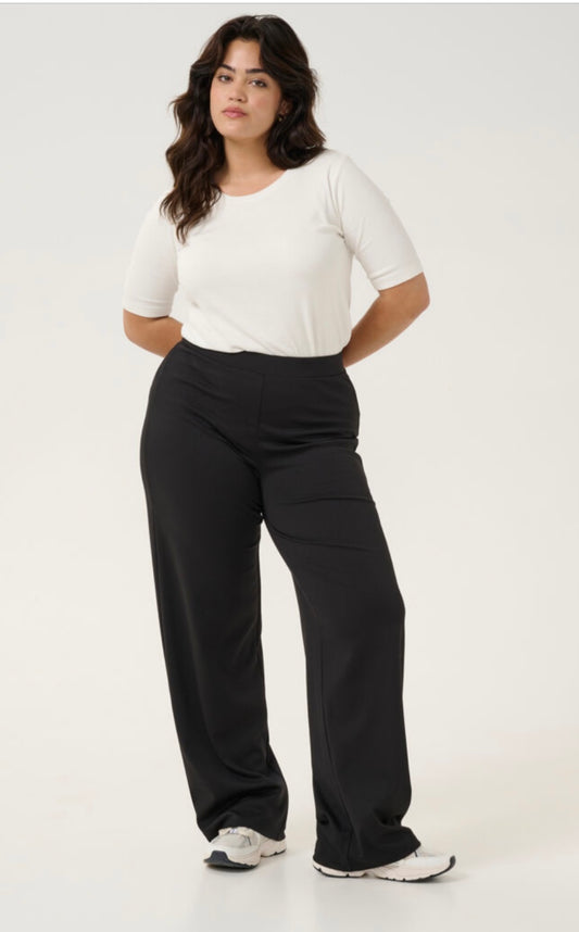 Kaffe Curve Black Pull Up Pant
