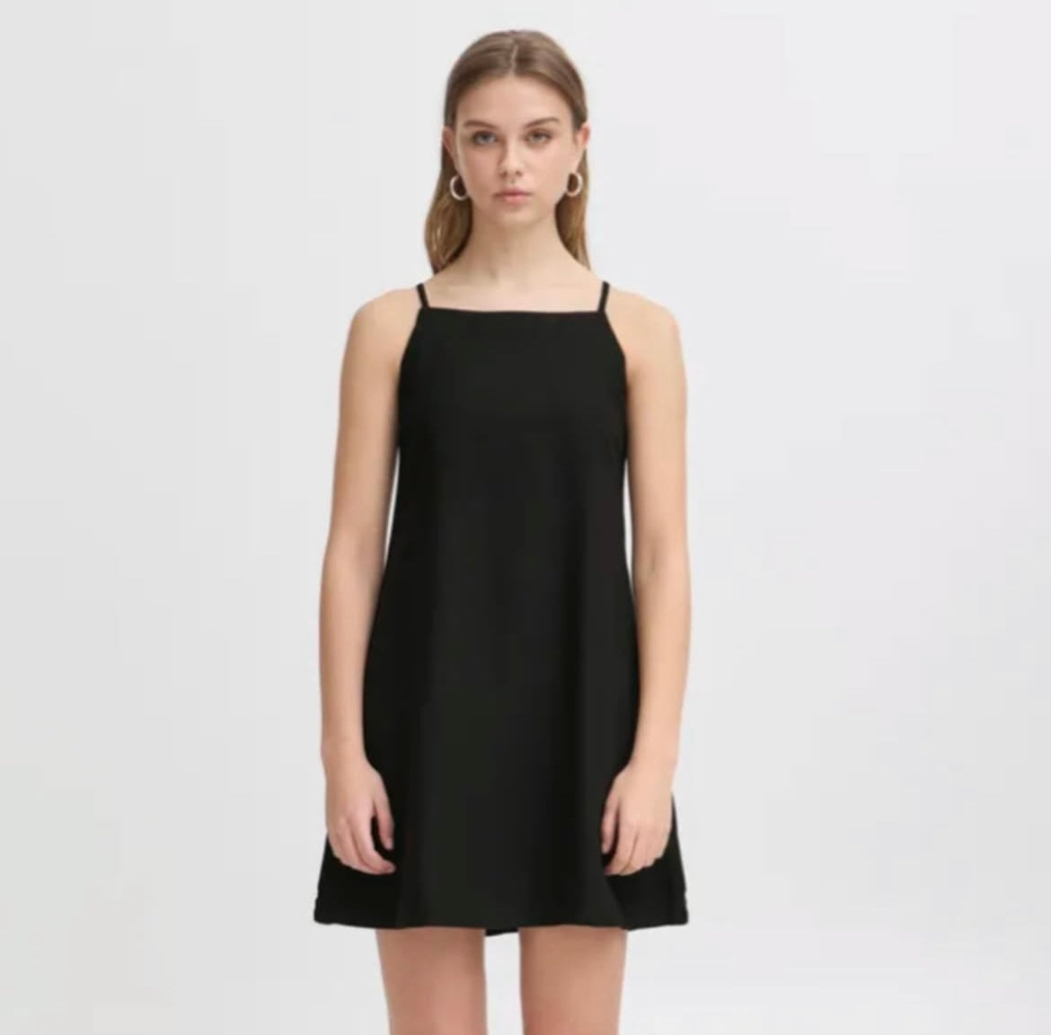 ICHI Black Linen Blend Short Dress