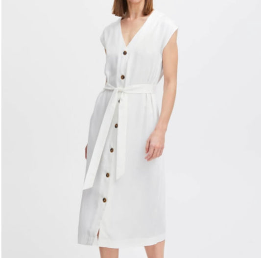 B young White Buttoned Dress