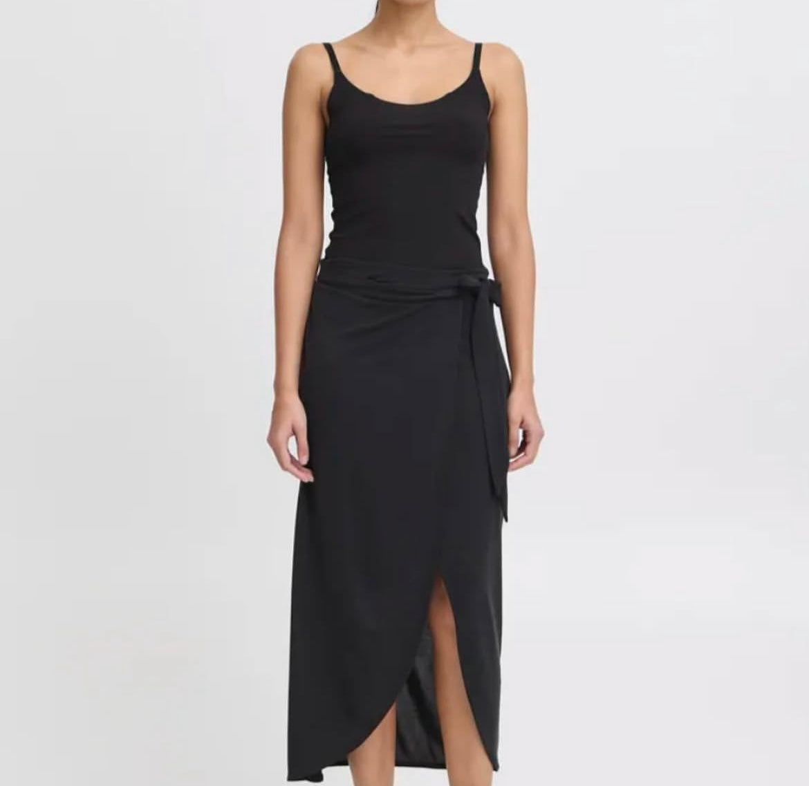 ICHI Black washed Wrap Skirt