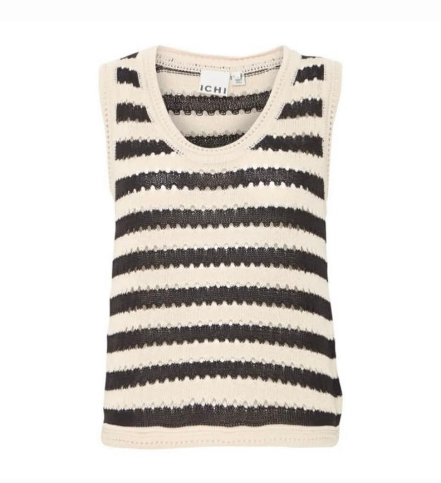 ICHI Black Tan Knit Tank