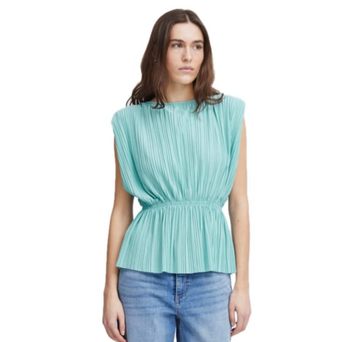 ICHI Aqua Peplum SL Top