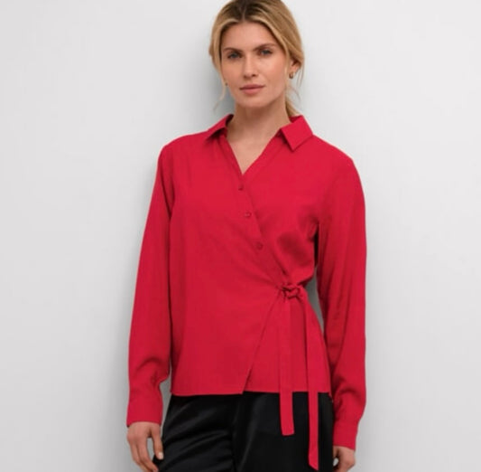 CREAM Red Wrap Shirt