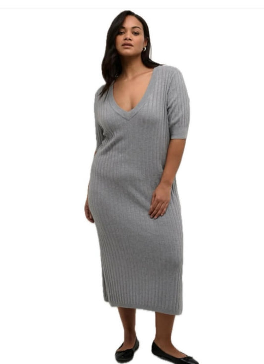 Kaffe Curve Grey Knit Long Dress