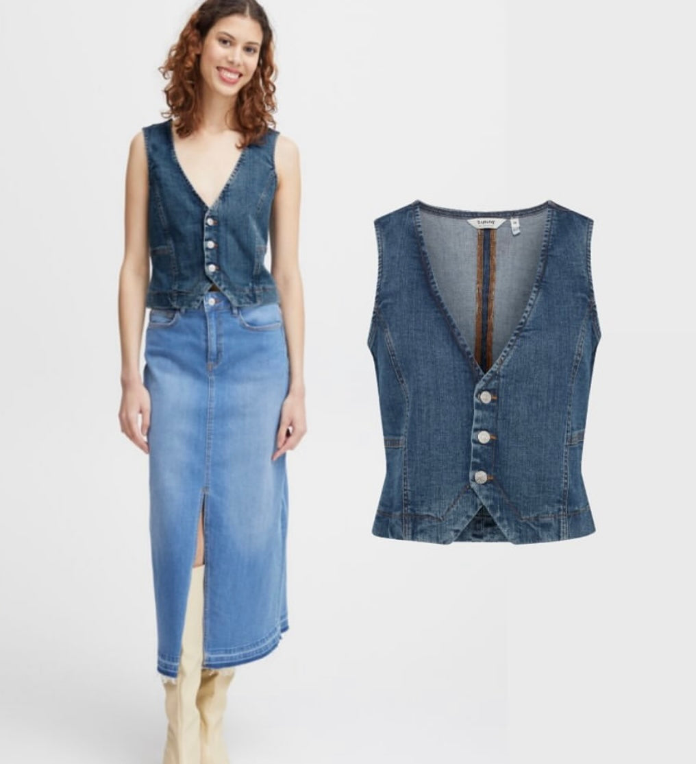 B young Medium Wash Denim Vest