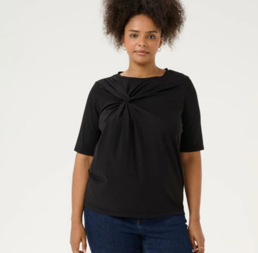 Kaffe Curve Black Knitted SS T shirt