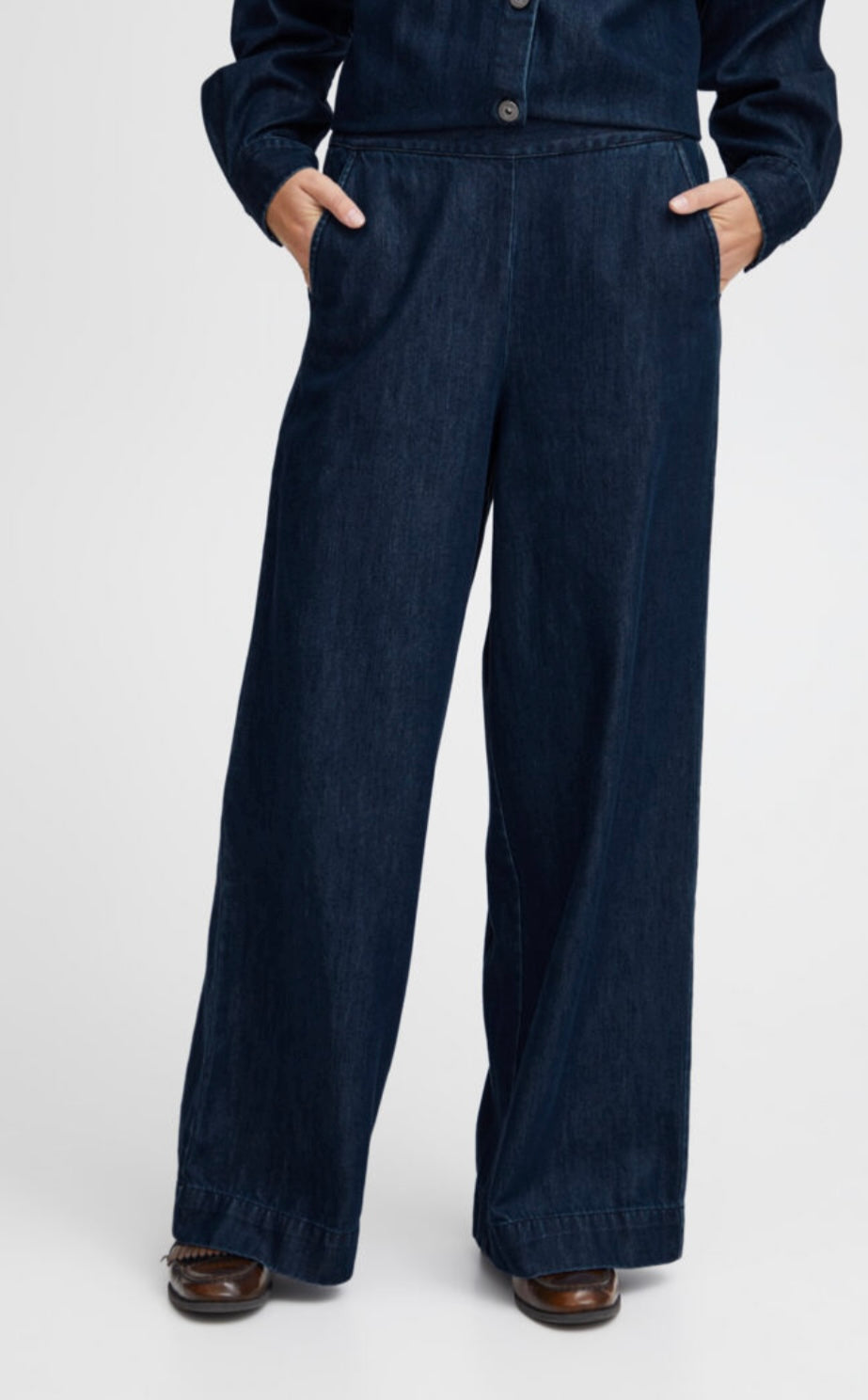 ICHI Dark Wash Wide Leg Denim