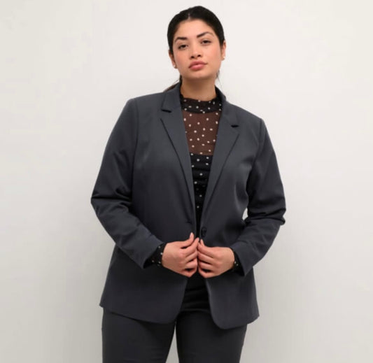 Kaffe Curve Dark Grey Slim Cut Blazer