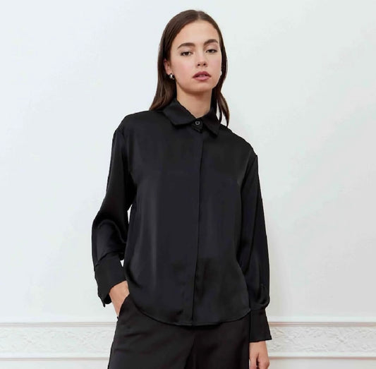 Deluc Black Buttoned Satin Shirt
