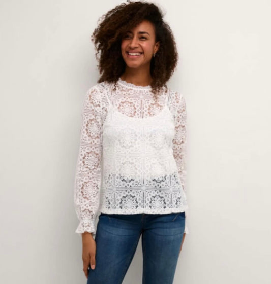 CREAM Off White Eyelet Blouse