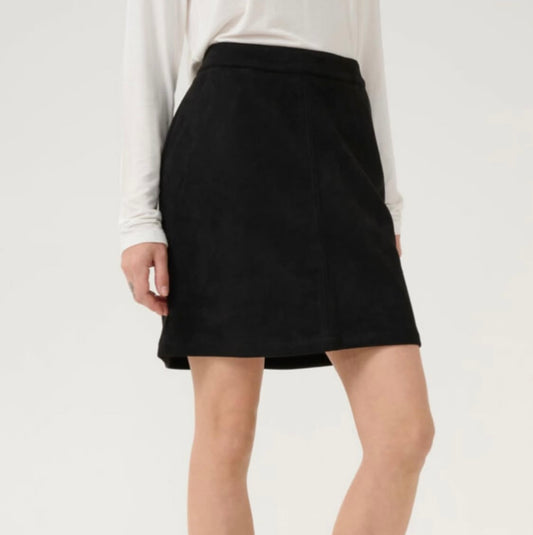 Culture Faux Black Suede Short Skirt