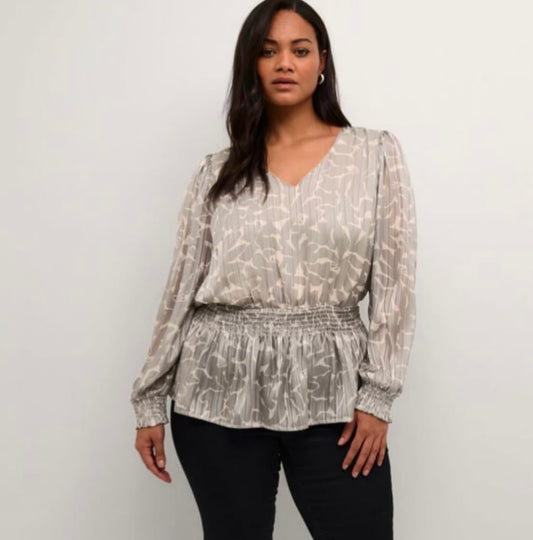 Kaffe Curve Greyish Peplum Top