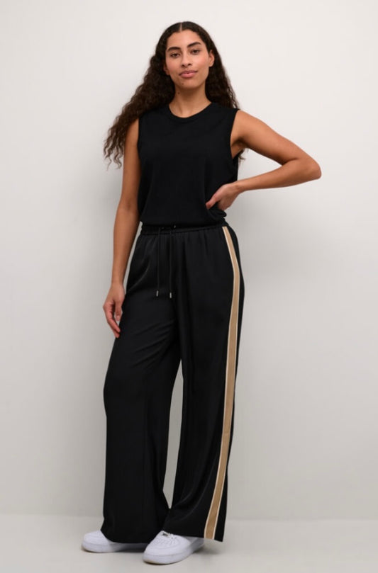 Kaffe Black Stripe Side Casual Pant