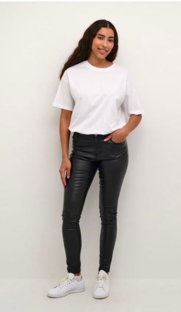 Kaffe Black Slim Fit Coated Pant