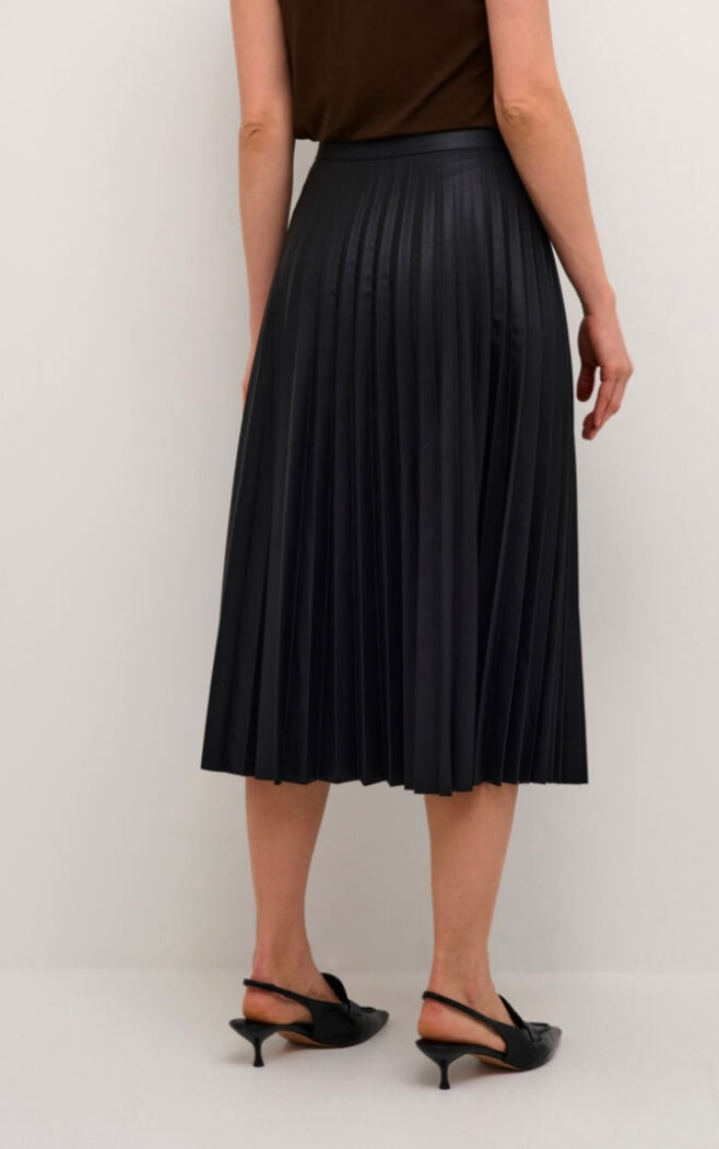 Culture Faux Leather Black Pleated Skirt