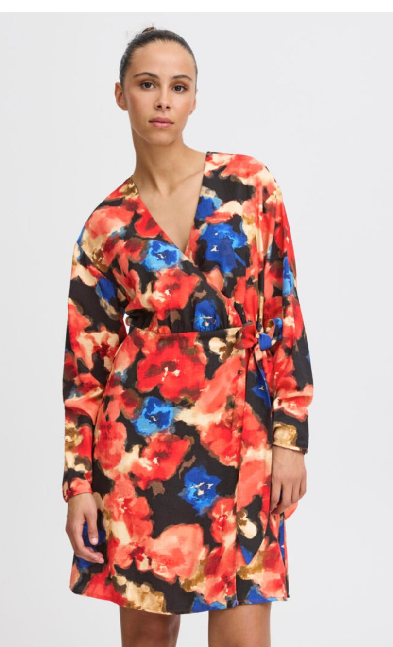 ICHI Floral Wrap Dress