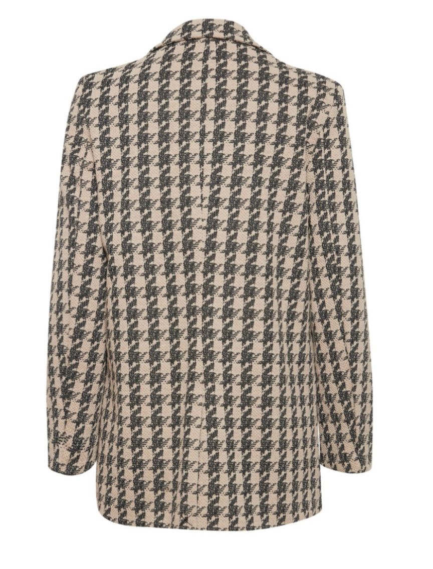 ICHI Brown/Black Printed 2 Buttoned Blazer