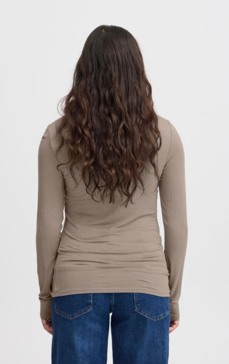 ICHI Brown Slim fit LS Top