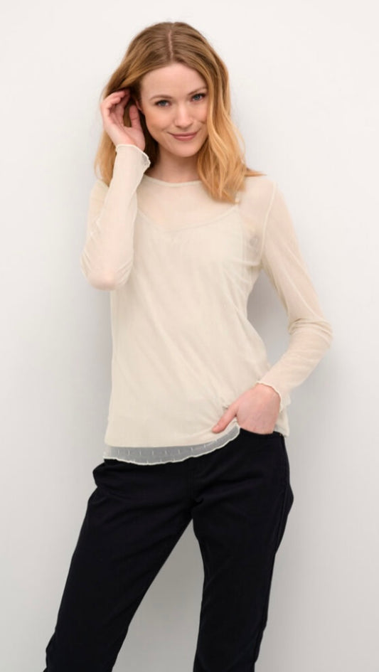 CREAM - Cream Sheer Detailed Top