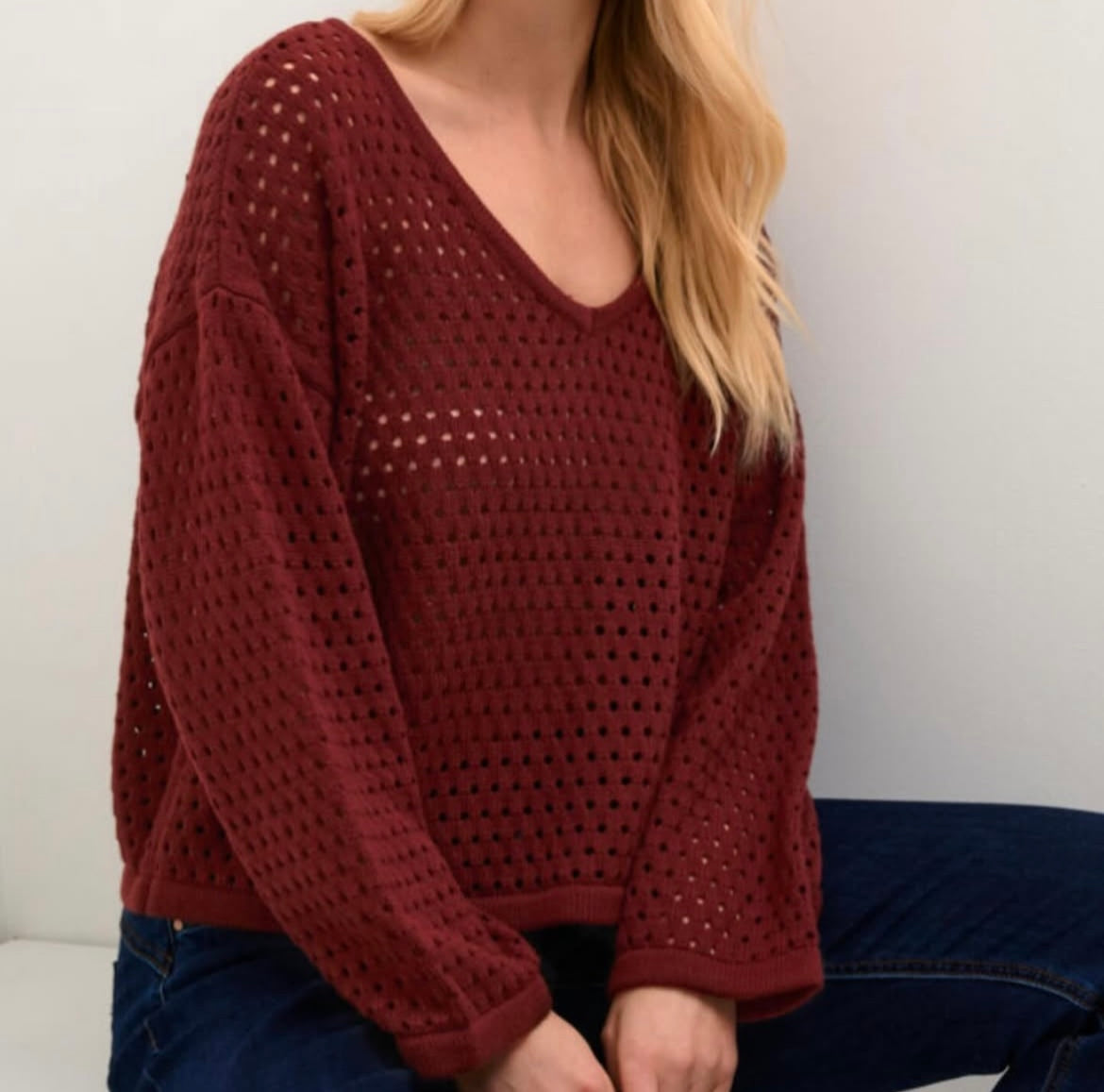 CREAM Burgandy Knit Sweater