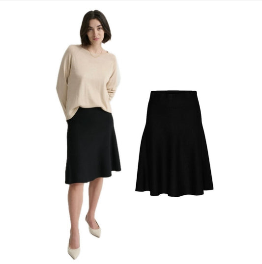 Black Knit Flare Skirt
