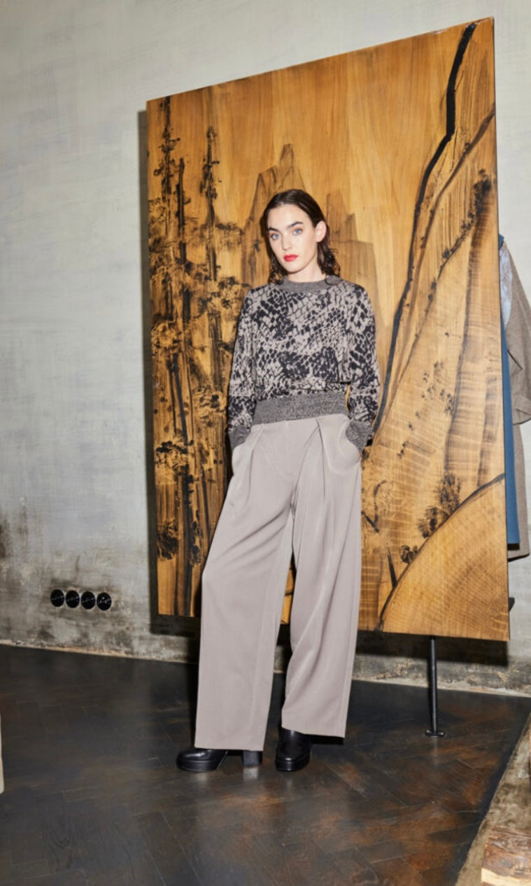 ICHI Fungi Wide Leg Pleated Pant