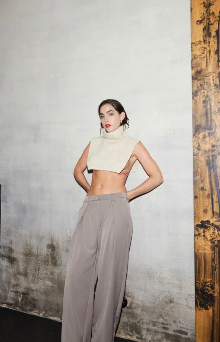 ICHI Fungi Wide Leg Pleated Pant