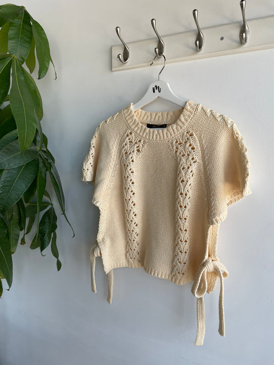 Deluc Beige Knit Sweater with side Ties