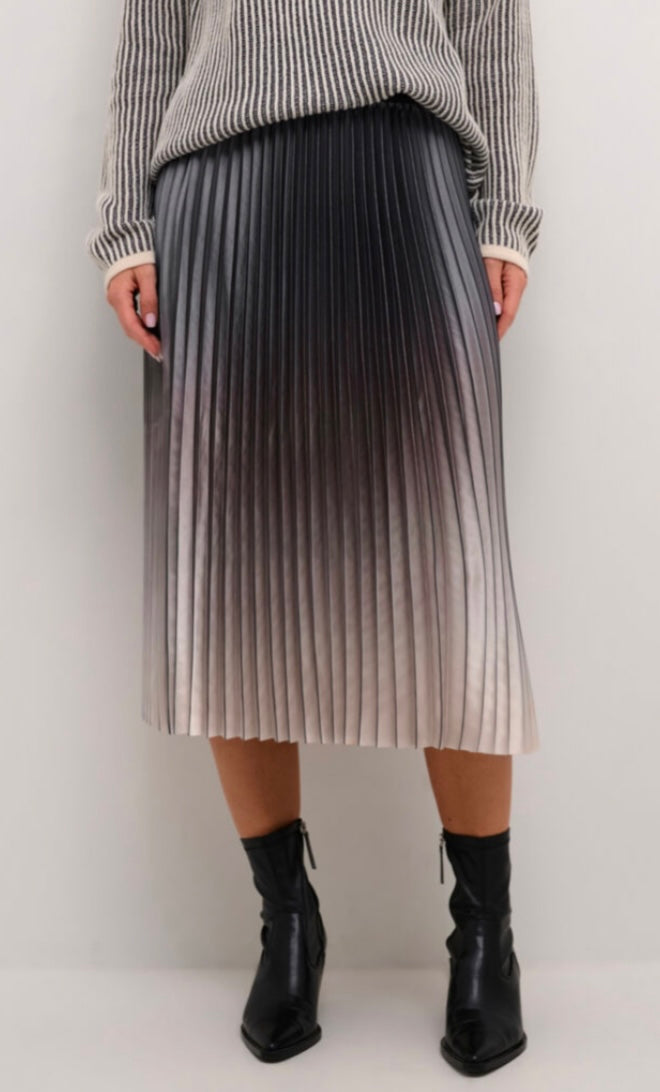 CREAM Beige/Black/Silver Pleated Skirt