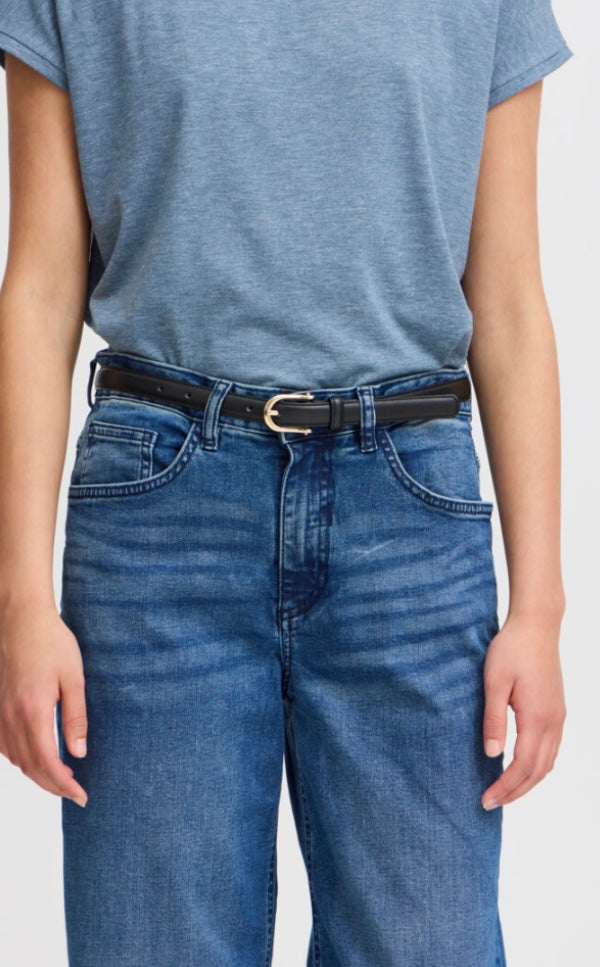ICHI Black Gold Buckle Belt