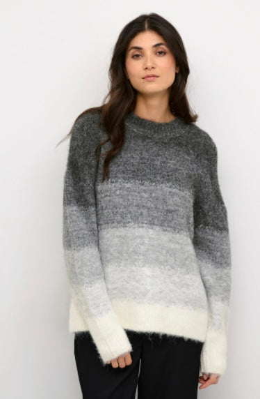 Culture Grey White Black Stripe Sweater