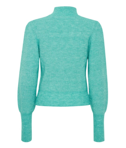 ICHI Blue/Green Mock Neck Sweater