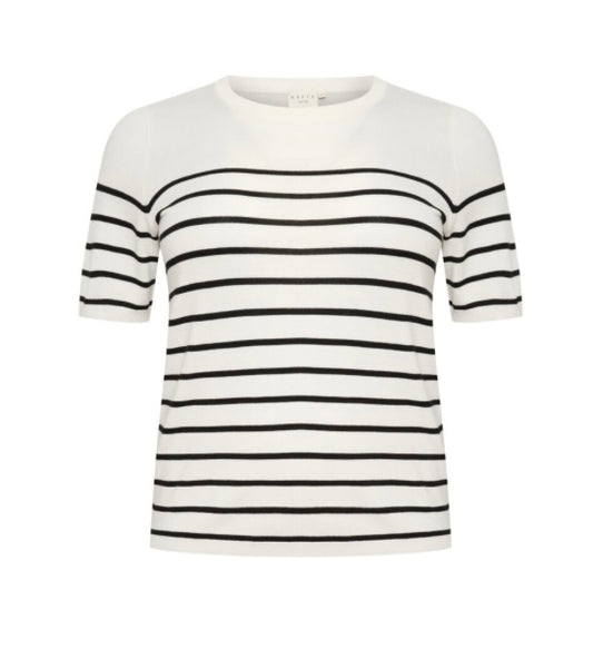 Kaffe Curve White with Black Stripe SS Top