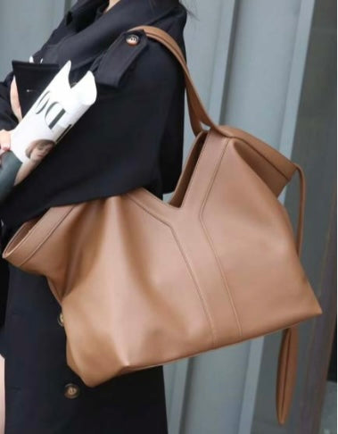 Black Vegan Leather Large Tote